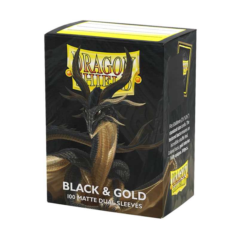 AT-15069 Dragon Shield Dual Matte Sleeves - Black & Gold (100 Sleeves)