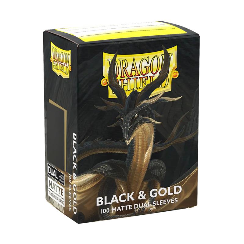 AT-15069 Dragon Shield Dual Matte Sleeves - Black & Gold (100 Sleeves)