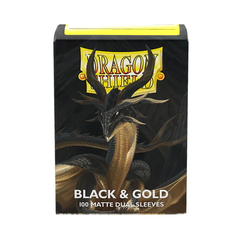 AT-15069 Dragon Shield Dual Matte Sleeves - Black & Gold (100 Sleeves)