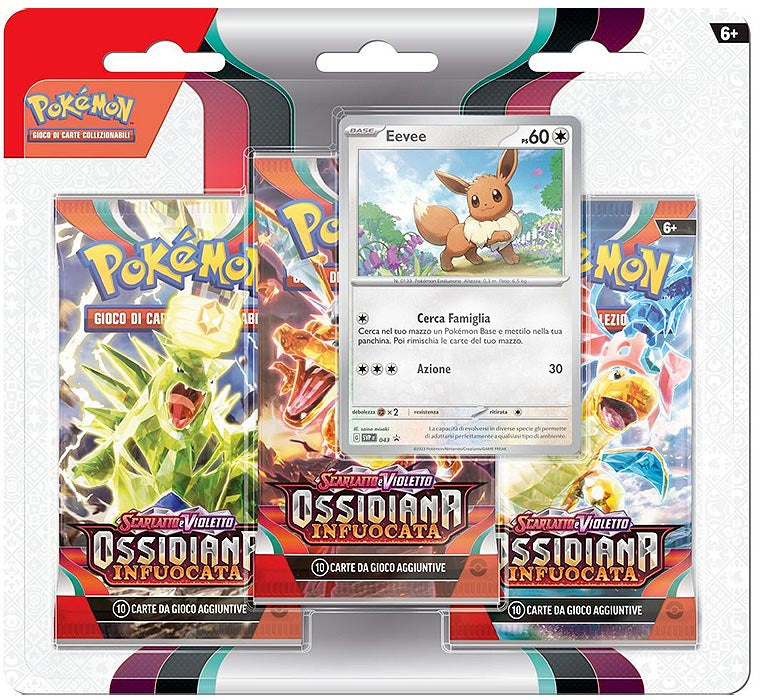 Pokemon Ossidiana Infuocata Blister 3 Buste + 1 Card