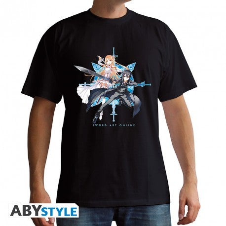 Sword Art Online Kirito / Asuna T-shirt Homme Noir