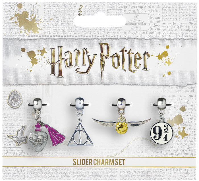 Harry Potter Golden Snitch/Deathly Hallows/Love Potion/Platform 9 3/4 Slider Charm Set