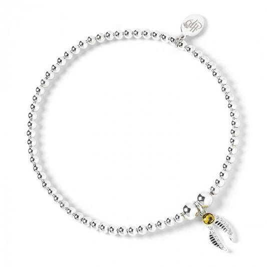 Harry Potter Sterling Silver Ball Bead Bracelet with Snitch Charm & Crystal Elements