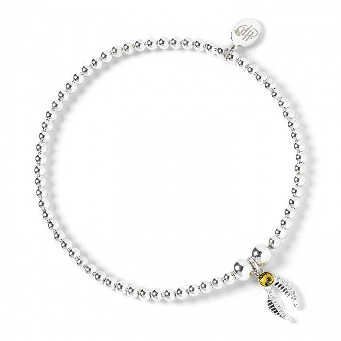 Harry Potter Sterling Silver Ball Bead Bracelet with Snitch Charm &amp; Crystal Elements