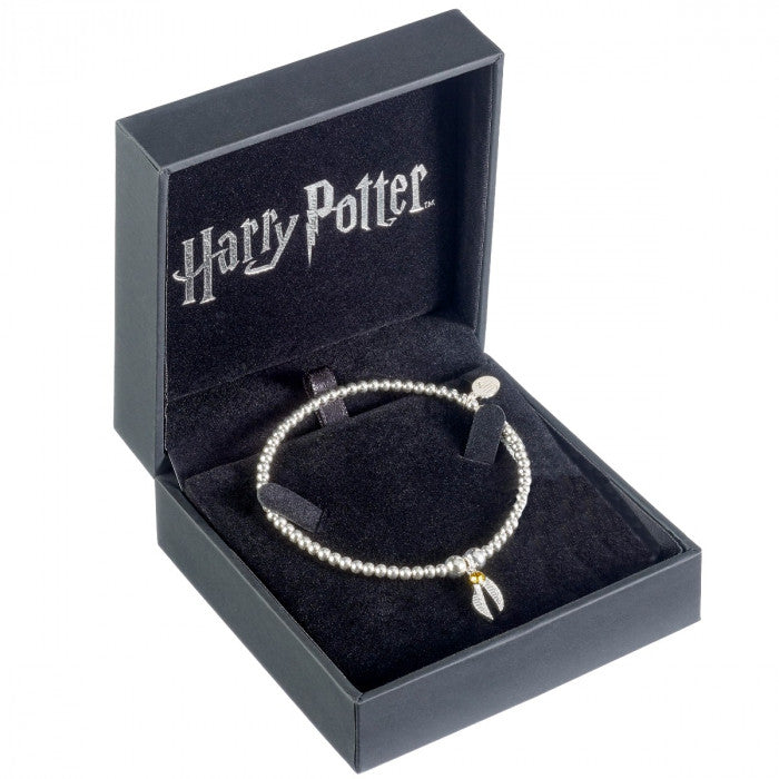 Harry Potter Sterling Silver Ball Bead Bracelet with Snitch Charm & Crystal Elements