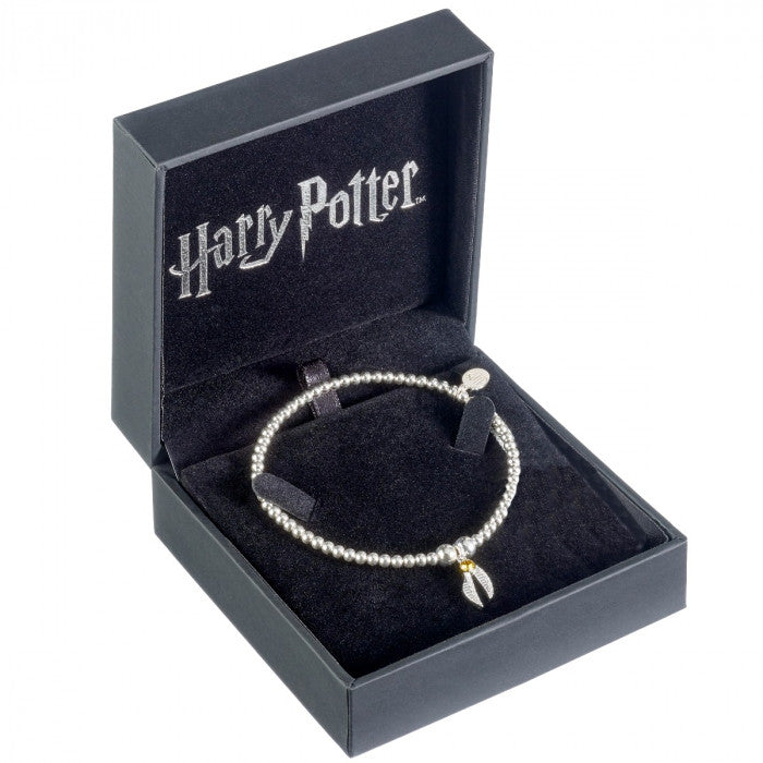 Harry Potter Sterling Silver Ball Bead Bracelet with Snitch Charm &amp; Crystal Elements
