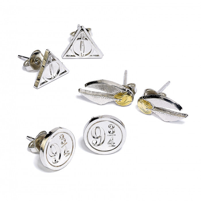 Harry Potter Stud Earring Set Snitch/ Deathly Hallows/ Platform 9 3/4