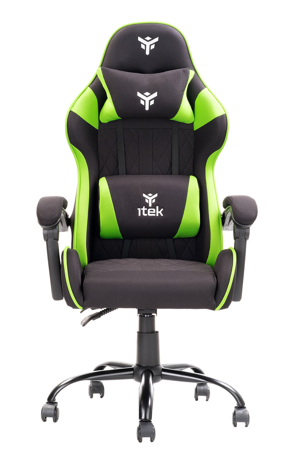 itek Gaming Chair RHOMBUS FF10 - Fabric, Double Cushion, Reclining Backrest, Black Green