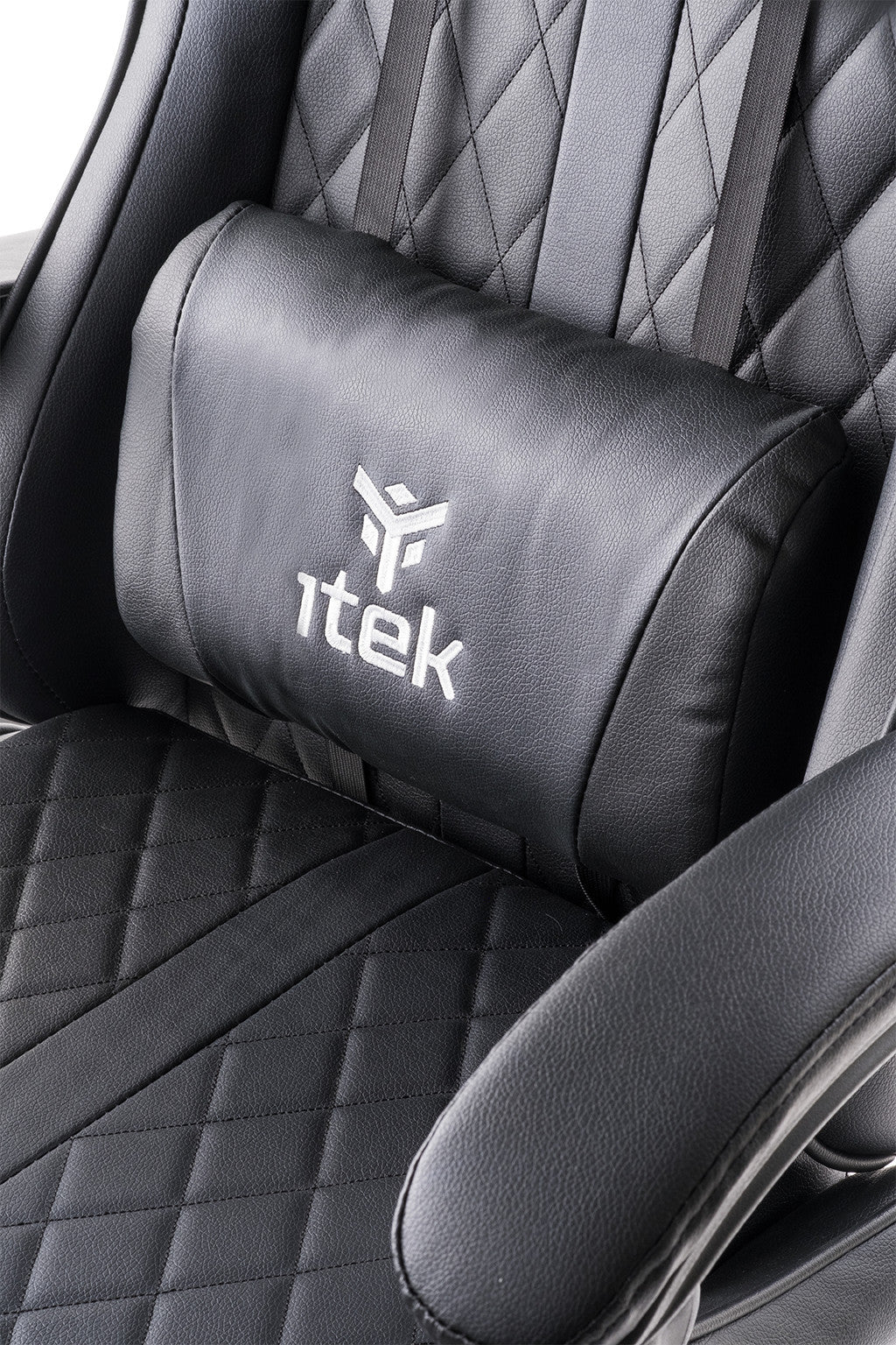 itek Gaming Chair RHOMBUS PF10 - PVC, Double Cushion, Reclining Backrest, Black Black