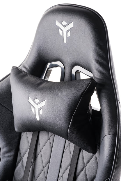 itek Gaming-Stuhl RHOMBUS PF10 - PVC, Doppelkissen, verstellbare Rückenlehne, Schwarz Schwarz