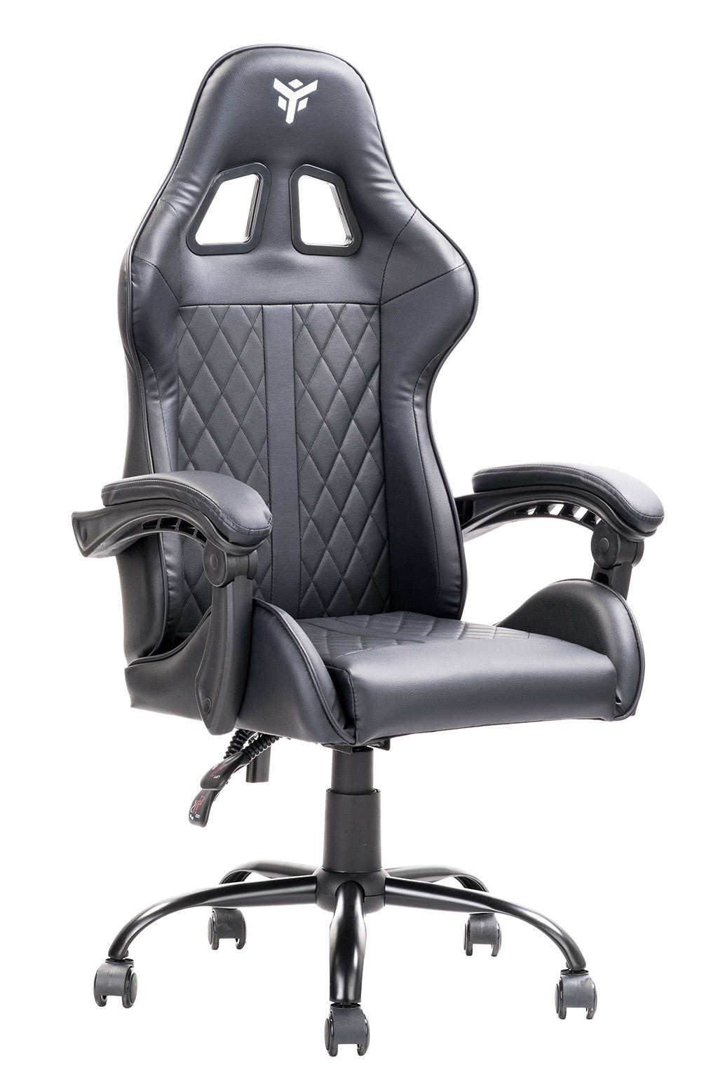 itek Gaming Chair RHOMBUS PF10 - PVC, Double Cushion, Reclining Backrest, Black Black