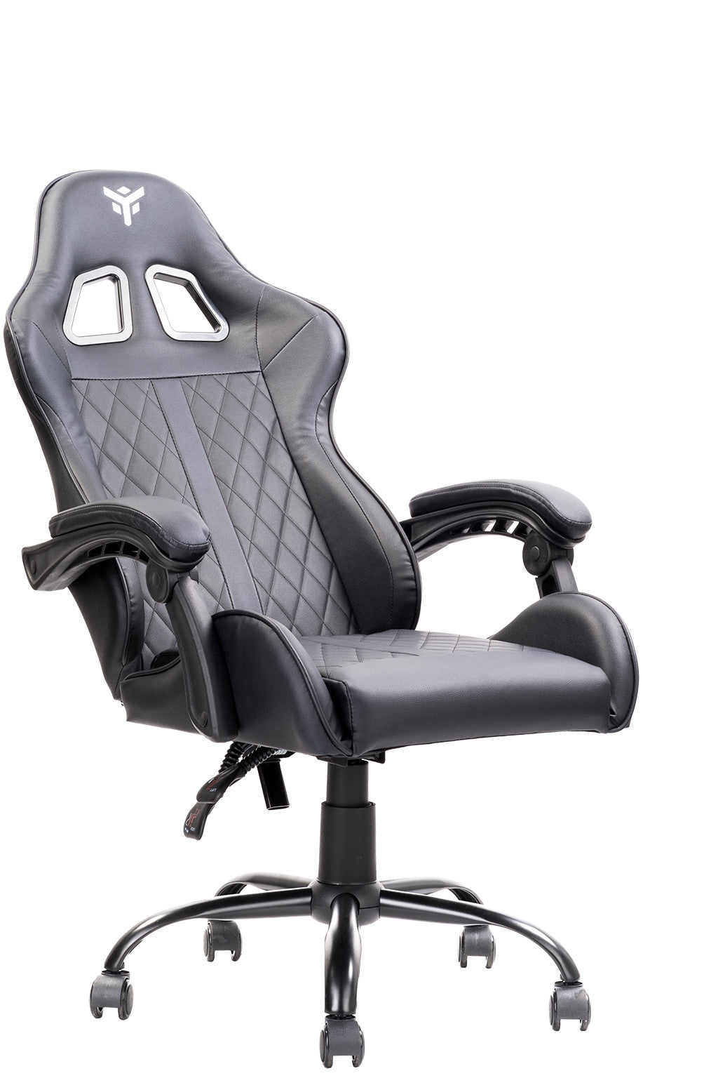 itek Gaming Chair RHOMBUS PF10 - PVC, Double Cushion, Reclining Backrest, Black Black