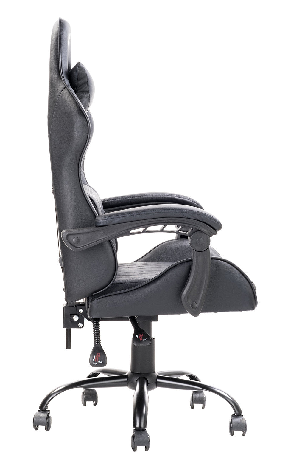 itek Gaming Chair RHOMBUS PF10 - PVC, Double Cushion, Reclining Backrest, Black Black