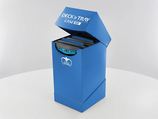 Deckbox mit Fach für Standard-Sammelkarten und innovativem königsblauem Würfelfach